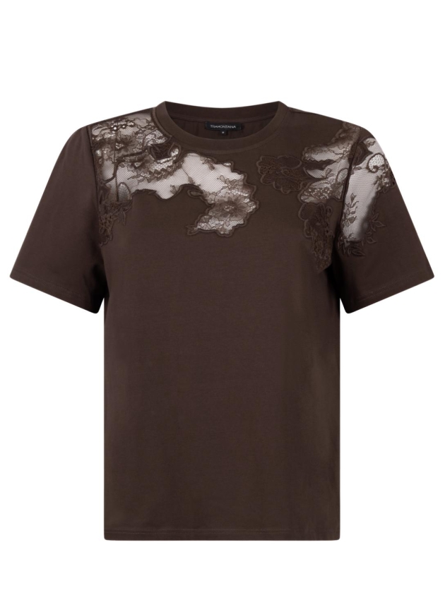 Tramontana T-Shirt Lace Insert 002650 Chocolate