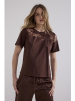 Tramontana T-Shirt Lace Insert 002650 Chocolate
