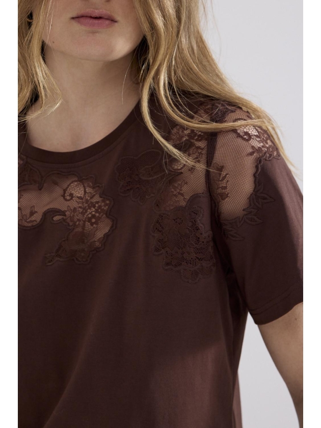 Tramontana T-Shirt Lace Insert 002650 Chocolate