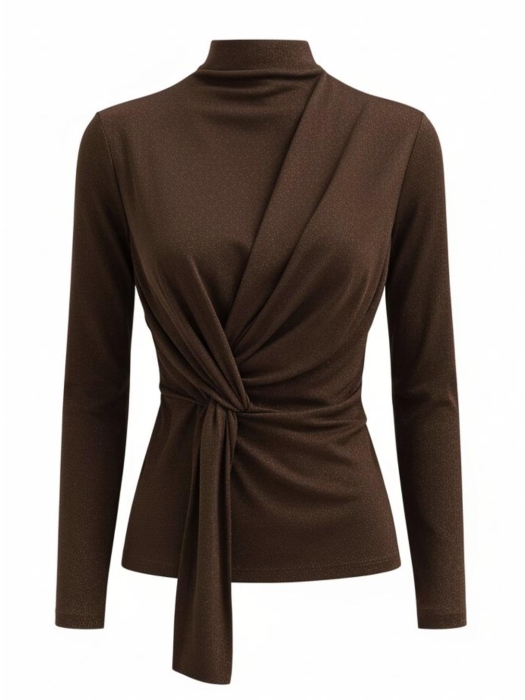 Tramontana Wrap Detailed Top 002650 Chocolate