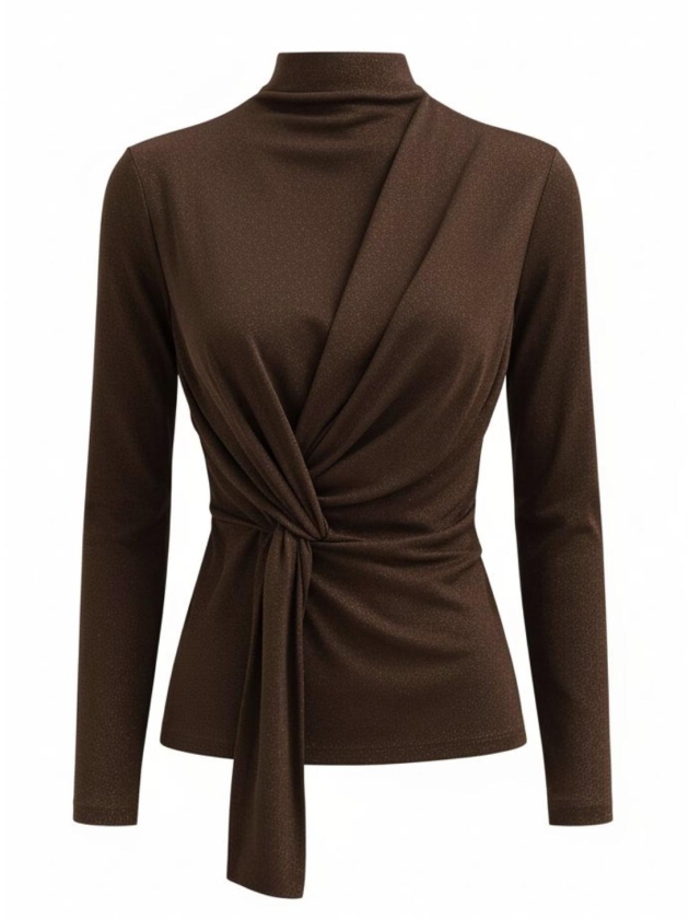Tramontana Wrap Detailed Top 002650 Chocolate