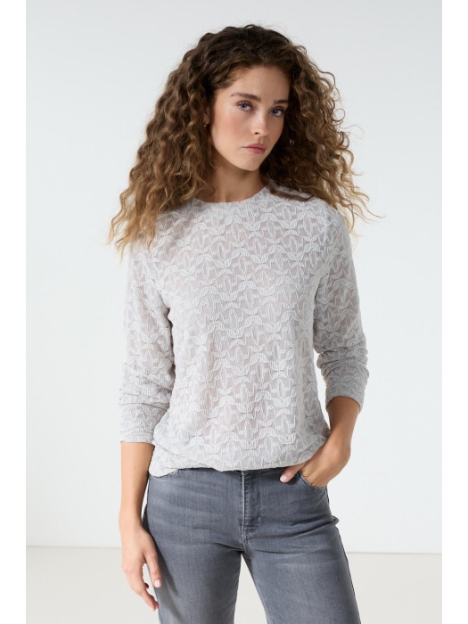 Tramontana Stretch Lace Top 007041 Light grey melange
