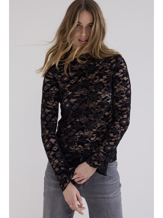 Tramontana Velvet Stretch Lace Top 009000 Black