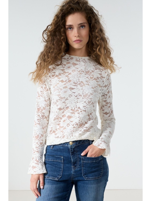 Tramontana Velvet Stretch Lace Top 001350 Snow
