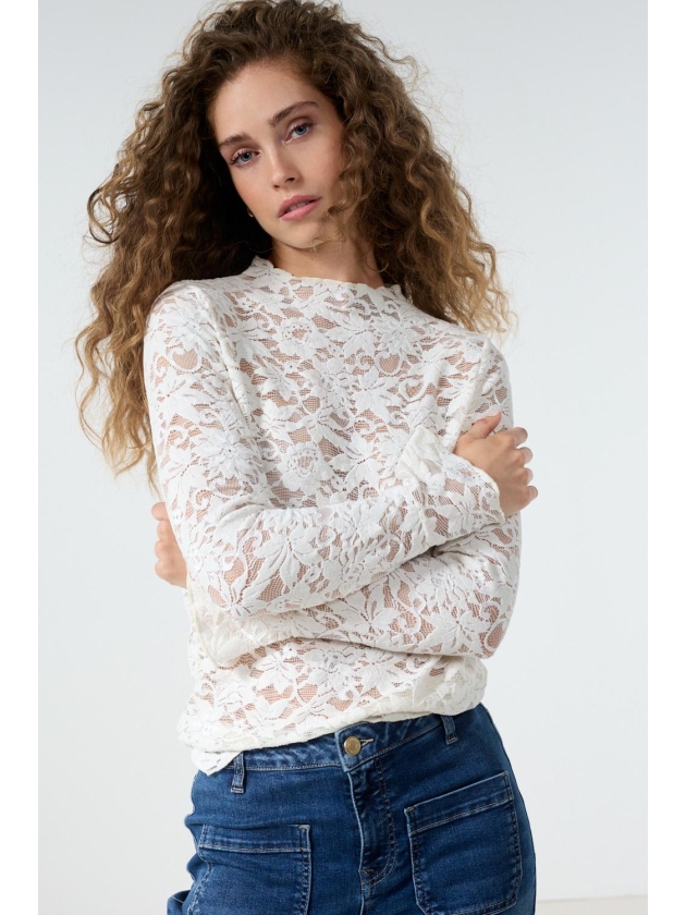 Tramontana Velvet Stretch Lace Top 001350 Snow