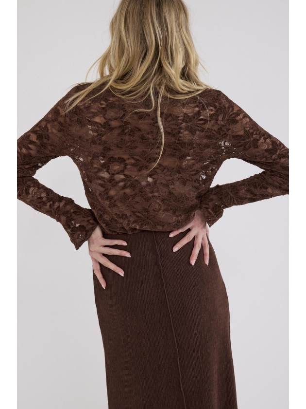 Tramontana Velvet Stretch Lace Top 002650 Chocolate