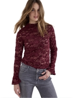 Tramontana Velvet Stretch Lace Top 004580 Pomegranate