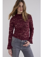 Tramontana Velvet Stretch Lace Top 004580 Pomegranate