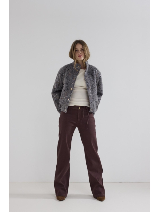 Tramontana Lurex Denim Wide-Leg Trousers 002650 Chocolate
