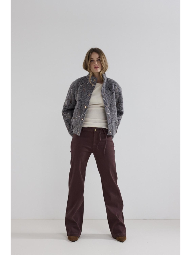 Tramontana Lurex Denim Wide-Leg Trousers 002650 Chocolate
