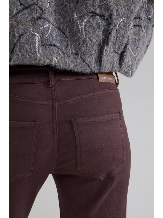 Tramontana Lurex Denim Wide-Leg Trousers 002650 Chocolate
