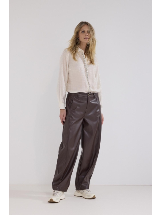 Tramontana Barrel-Fit PU Trousers 002650 Chocolate