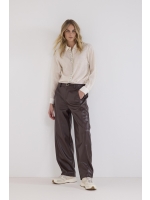 Tramontana Barrel-Fit PU Trousers 002650 Chocolate