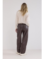 Tramontana Barrel-Fit PU Trousers 002650 Chocolate