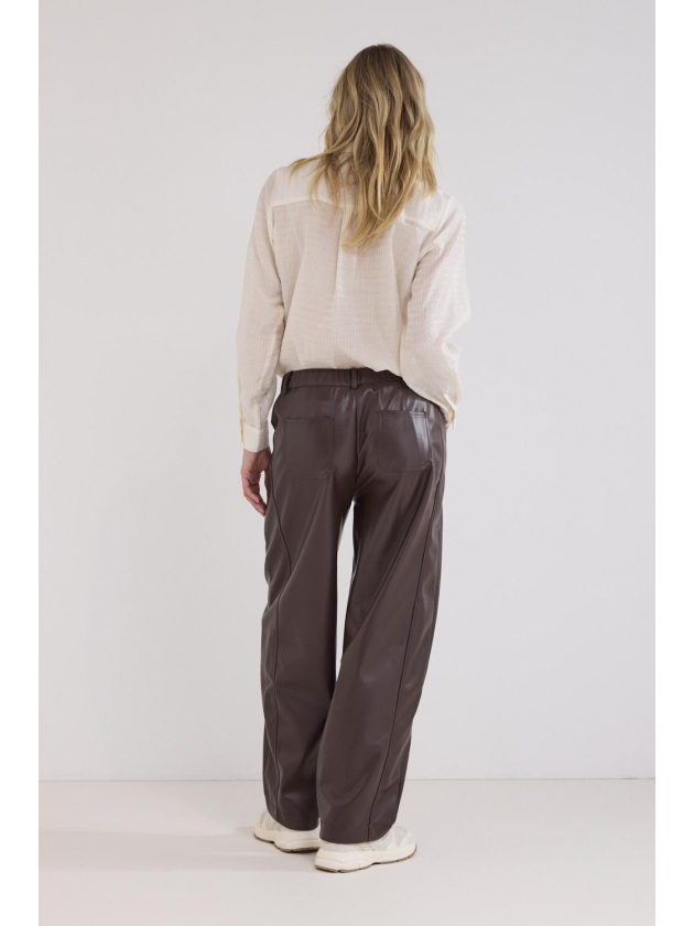 Tramontana Barrel-Fit PU Trousers 002650 Chocolate