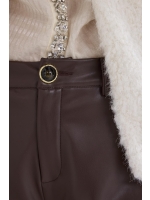 Tramontana Barrel-Fit PU Trousers 002650 Chocolate