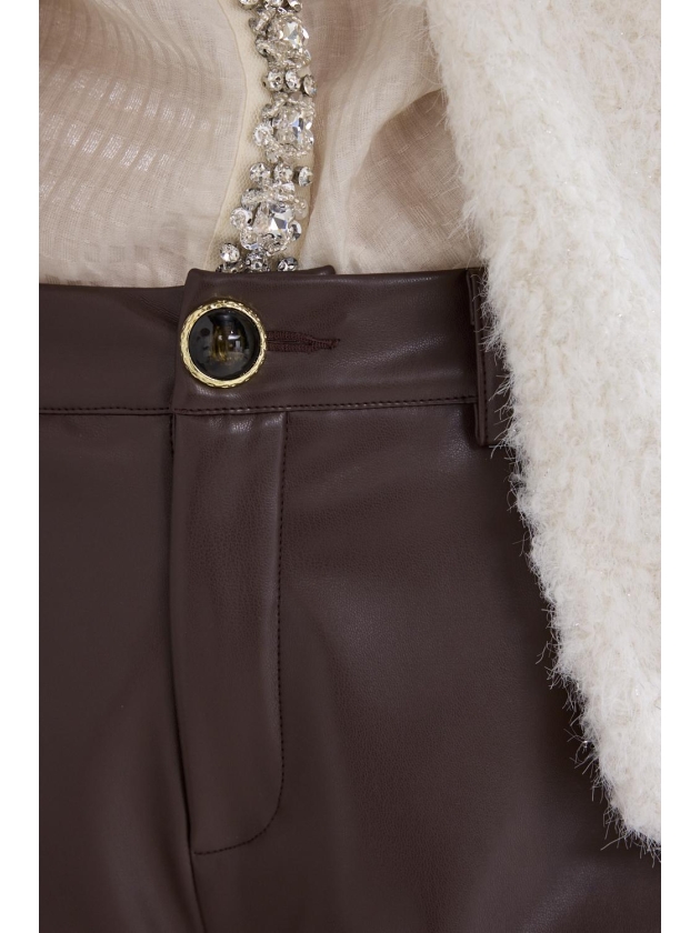 Tramontana Barrel-Fit PU Trousers 002650 Chocolate
