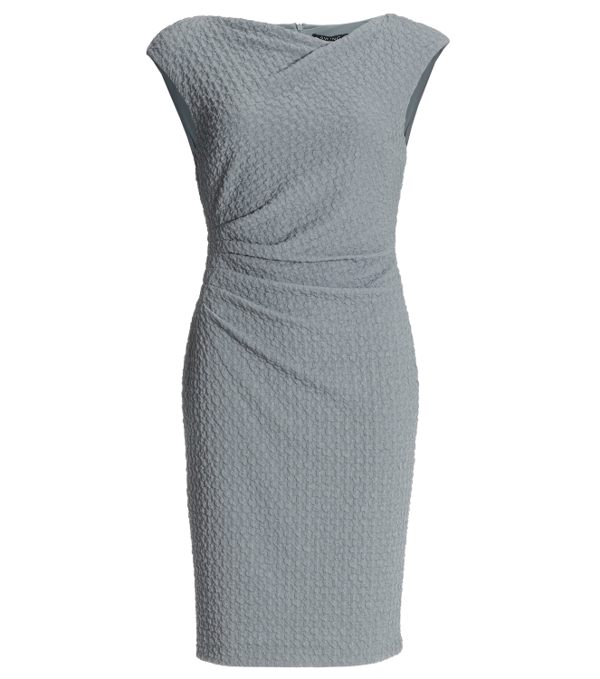 Swing Etuikleid aus Jersey Cloque mit Dra 393 Ice blue