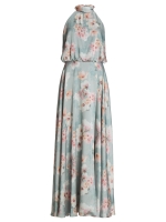 Swing Abendkleid mit blusigem Top aus flo 3968 Ice blue/vintage pink