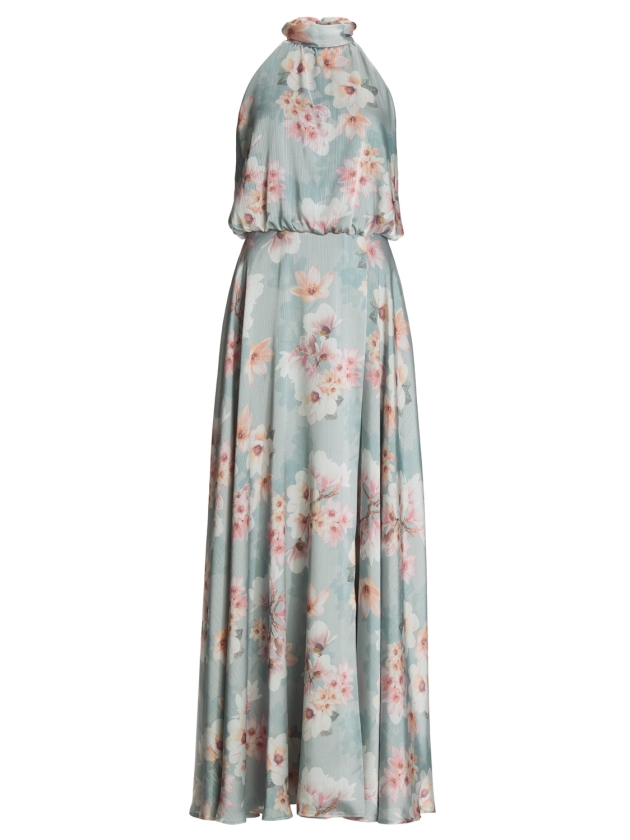 Swing Abendkleid mit blusigem Top aus flo 3968 Ice blue/vintage pink