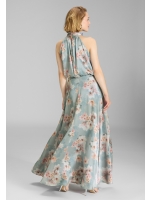 Swing Abendkleid mit blusigem Top aus flo 3968 Ice blue/vintage pink