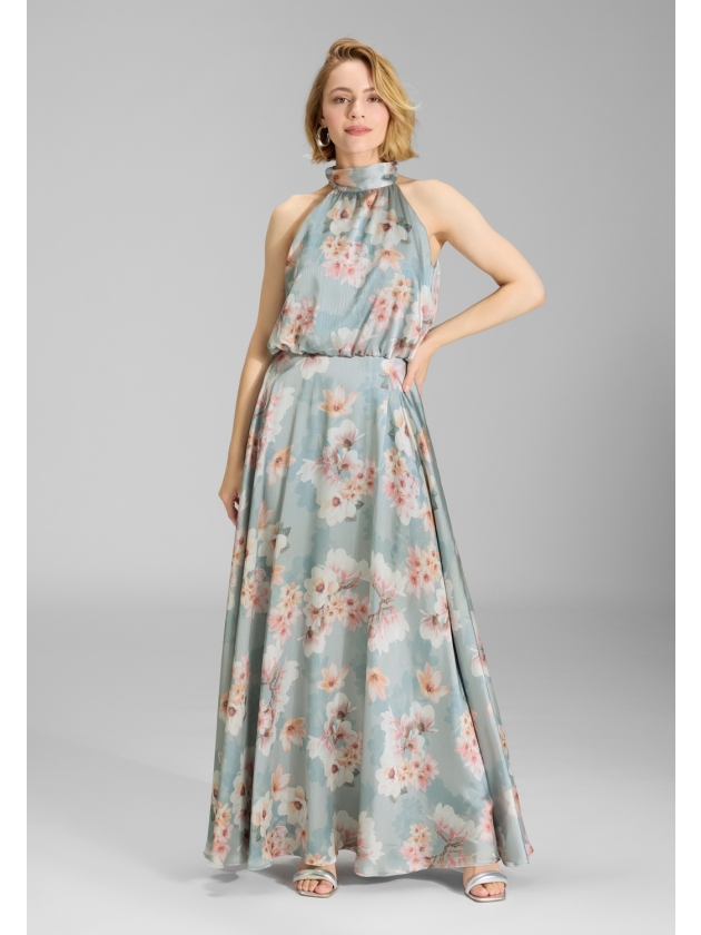 Swing Abendkleid mit blusigem Top aus flo 3968 Ice blue/vintage pink