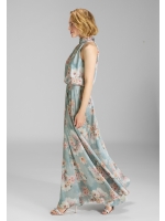 Swing Abendkleid mit blusigem Top aus flo 3968 Ice blue/vintage pink