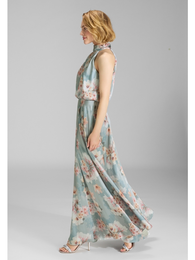 Swing Abendkleid mit blusigem Top aus flo 3968 Ice blue/vintage pink