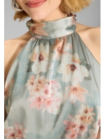 Swing Abendkleid mit blusigem Top aus flo 3968 Ice blue/vintage pink