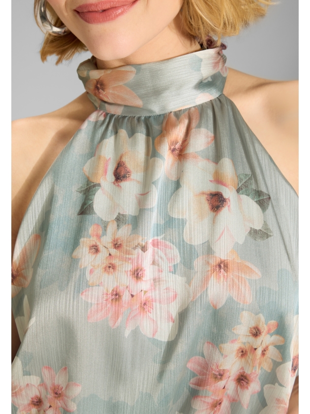 Swing Abendkleid mit blusigem Top aus flo 3968 Ice blue/vintage pink