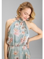Swing Abendkleid mit blusigem Top aus flo 3968 Ice blue/vintage pink