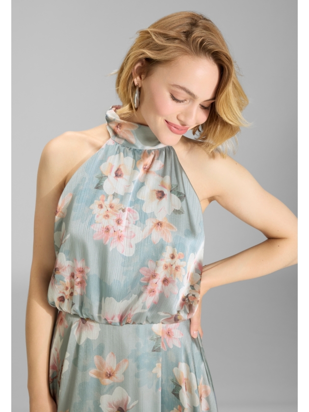Swing Abendkleid mit blusigem Top aus flo 3968 Ice blue/vintage pink