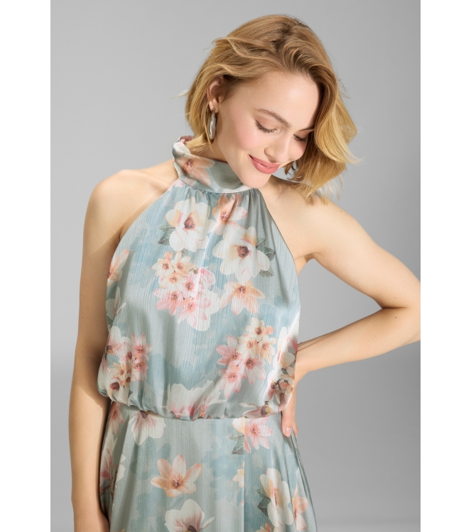 Swing Abendkleid mit blusigem Top aus flo 3968 Ice blue/vintage pink
