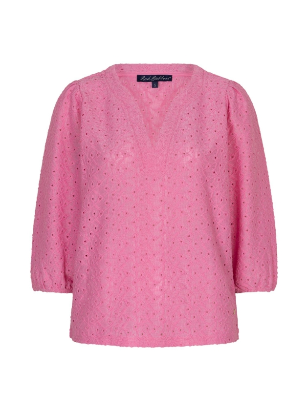 Red Button De Top Ajour is gemaakt van broderi 42 Pink 