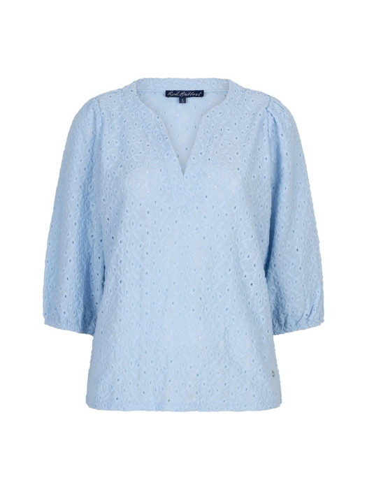 Red Button De Top Ajour is gemaakt van broderi 179 Lightblue