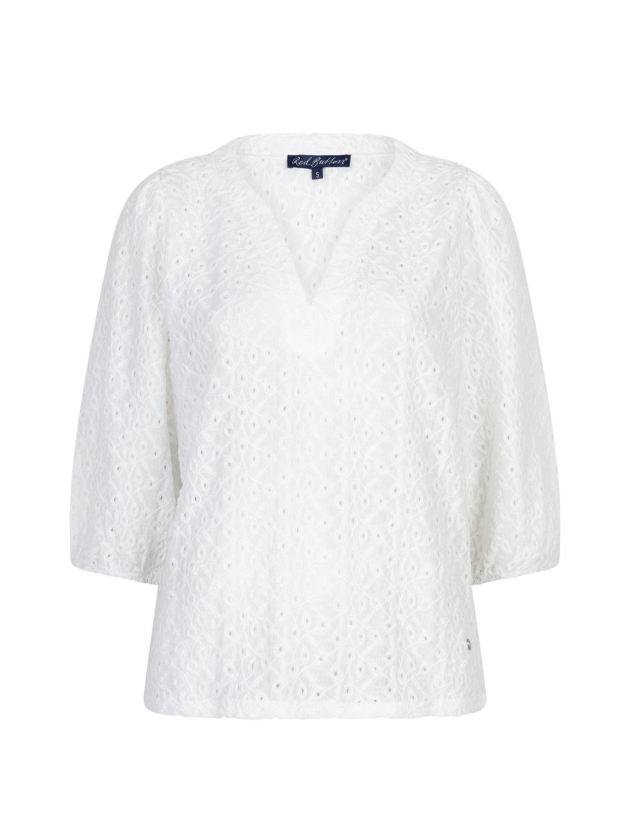 Red Button De Top Ajour is gemaakt van broderi 38 Offwhite