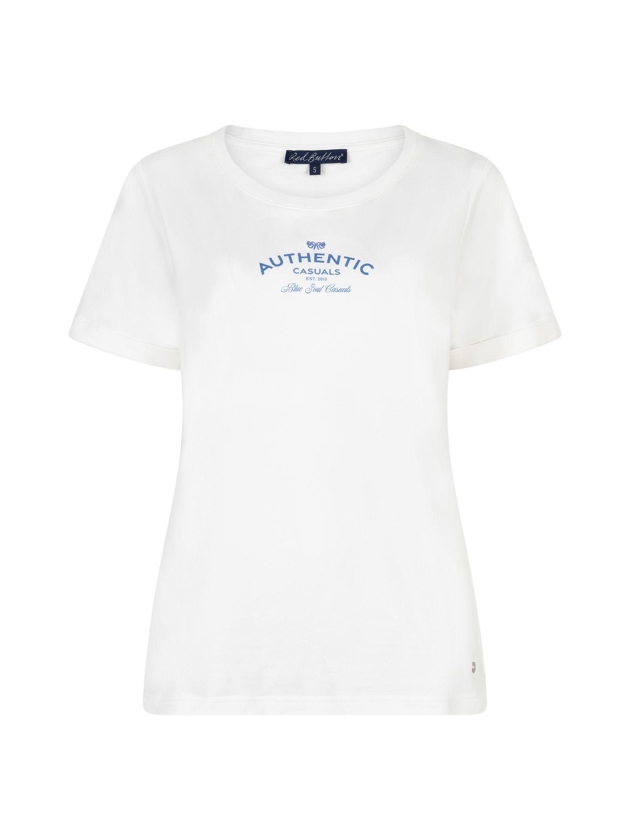 Red Button De Tee Temmy Authentic is een wit t 619 Offwhite/jeansblue