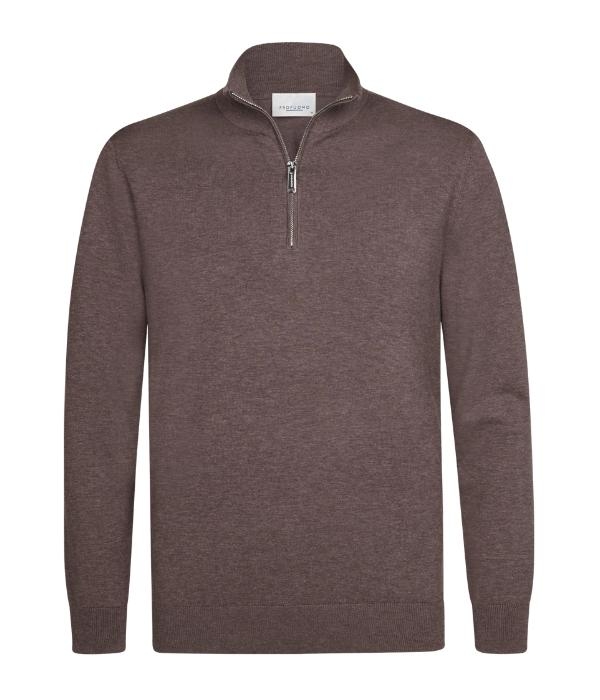 Profuomo PULLOVER HALF ZIP AUBERGINE SAubergine