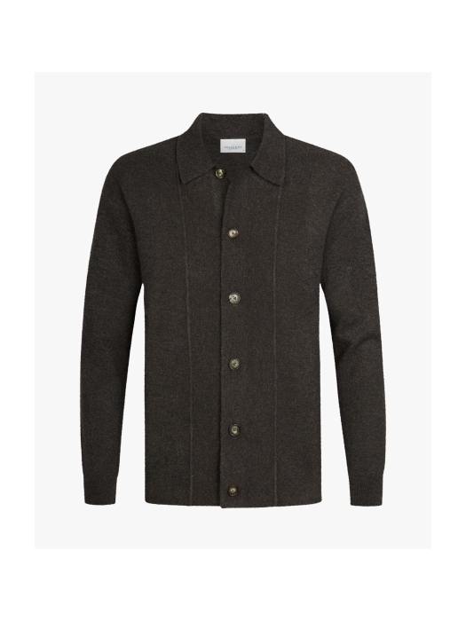 Profuomo POLO FULL BUTTON LS D BROWN H2 Dark brown