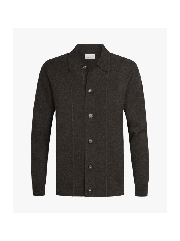Profuomo POLO FULL BUTTON LS D BROWN H2 Dark brown