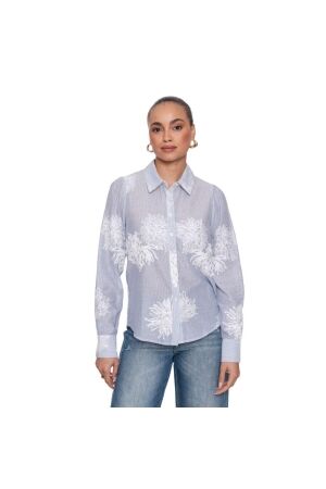 Geisha Blouse embroidered flowers 625 Blue