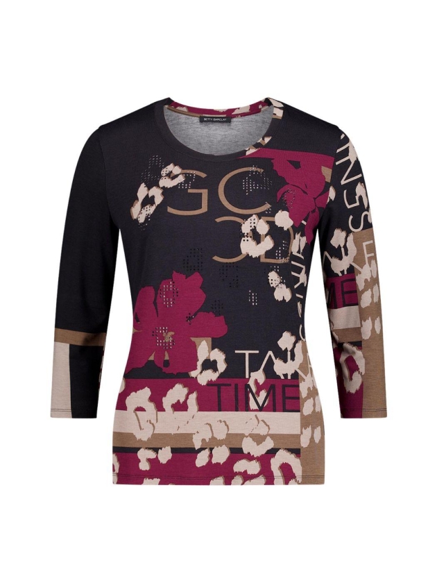 Betty Barclay Shirt Kurz 3/4 Arm 9848 Black/dark red