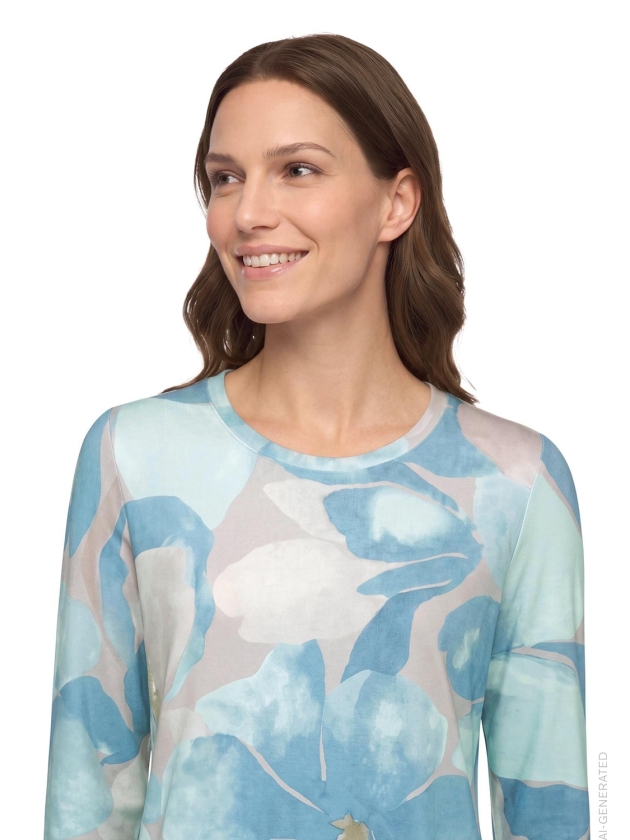 Betty Barclay Shirt Kurz 3/4 Arm 8899 Petrol/grey