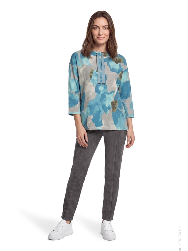 Betty Barclay Sweat Kurz 3/4 Arm 8899 Petrol/grey
