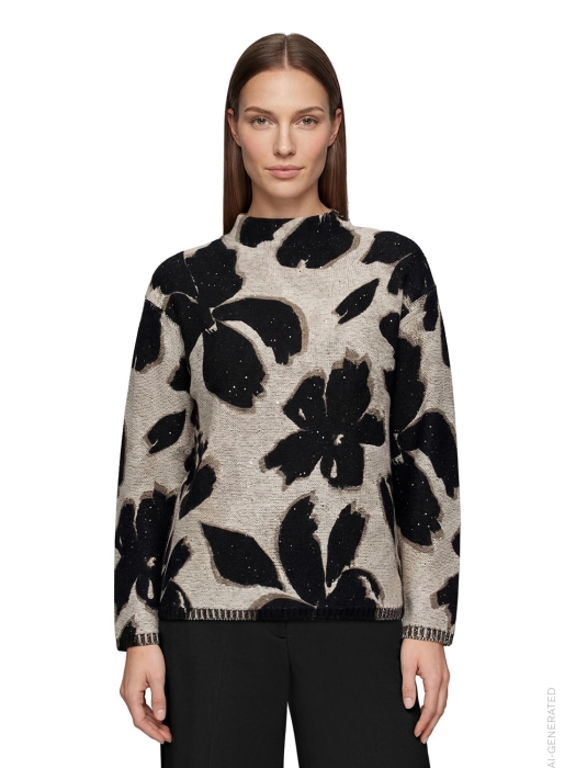Betty Barclay Strickpullover Kurz 1/1 Arm 7898 Beige/ black