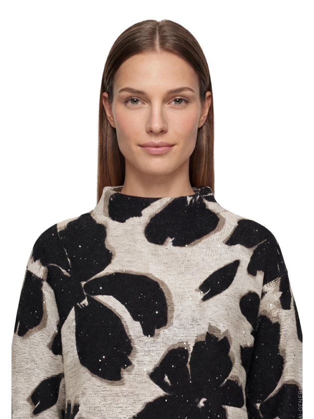 Betty Barclay Strickpullover Kurz 1/1 Arm 7898 Beige/ black