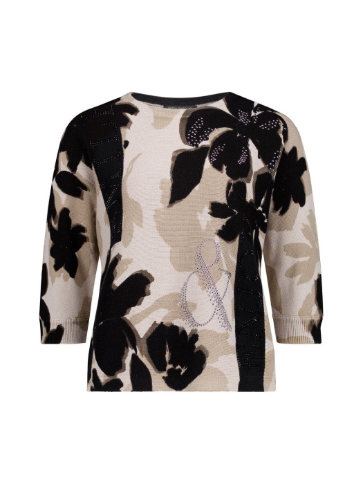 Betty Barclay Strickpullover Kurz 3/4 Arm 7898 Beige/ black