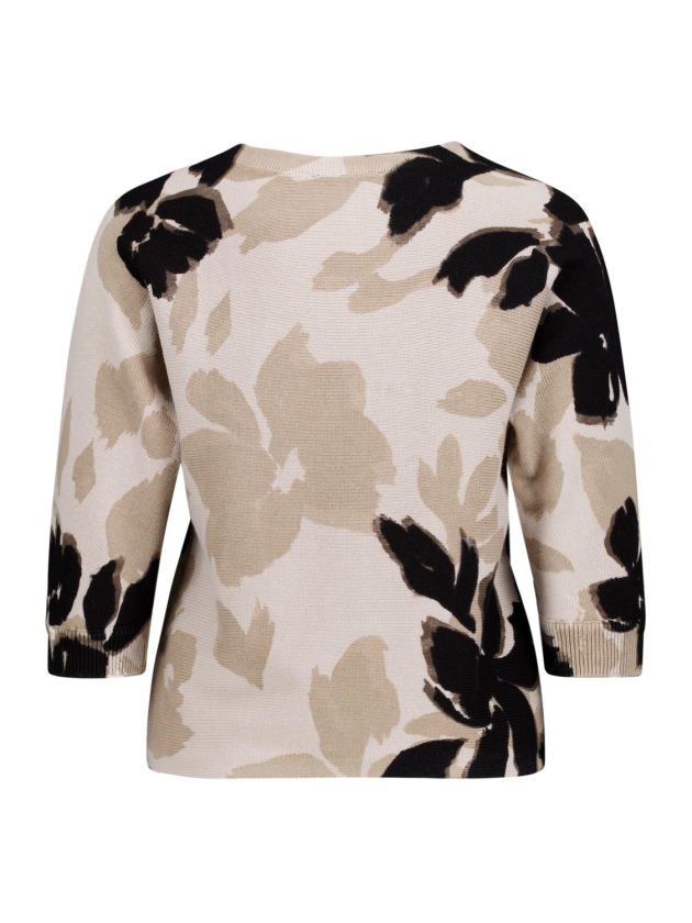 Betty Barclay Strickpullover Kurz 3/4 Arm 7898 Beige/ black