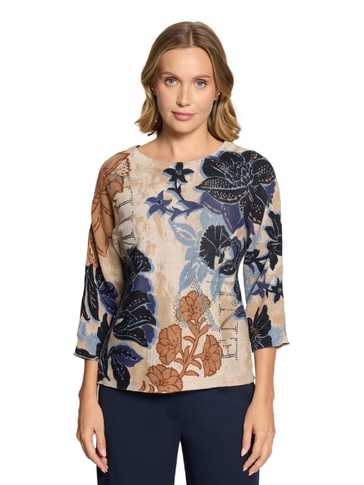 Betty Barclay Strickpullover Kurz 3/4 Arm 7884 Beige/blue