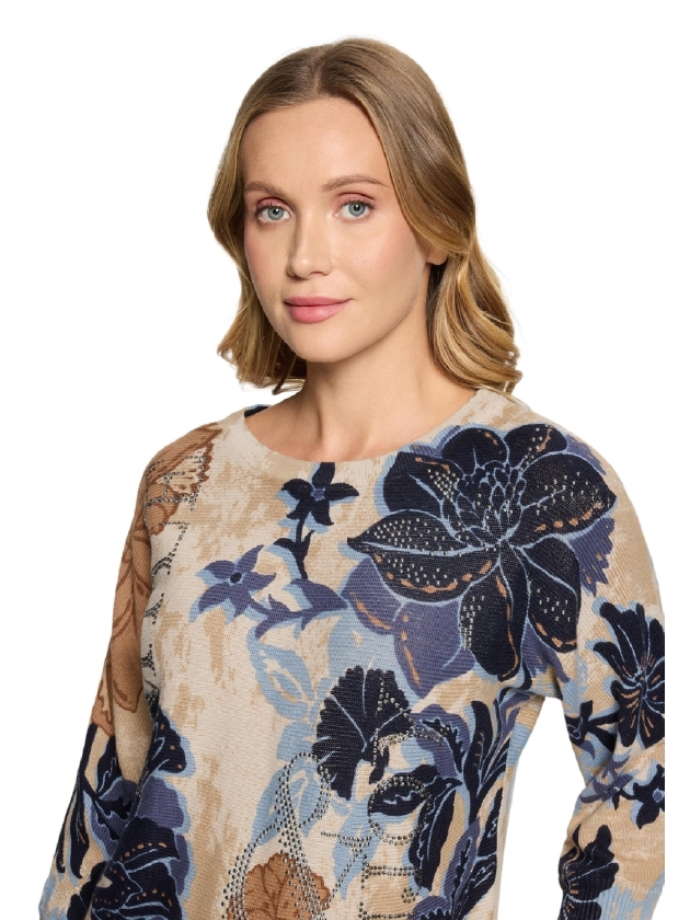 Betty Barclay Strickpullover Kurz 3/4 Arm 7884 Beige/blue